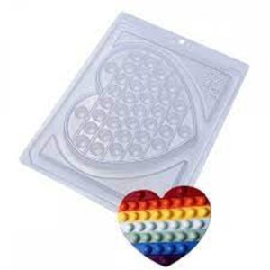 Forma Chocolate Acetato Pop It Coração Sem Silicone 1un - Bwb Formas